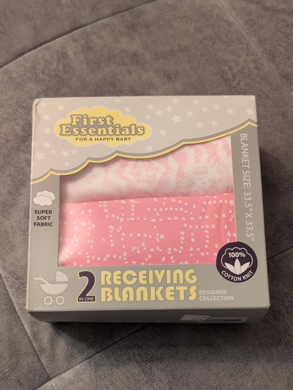 Essentials Pink Baby Receiving Blankets - Set of 2